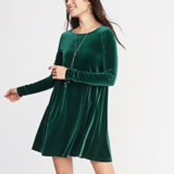 old navy green velvet dress